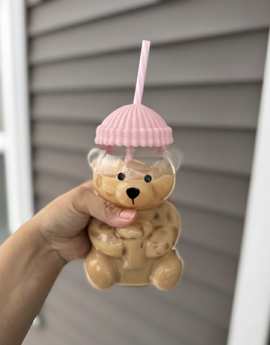 Glass Bear Cup - Pink