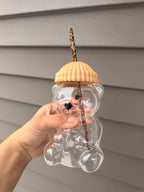 Glass Bear Cup - Tan/Leopard